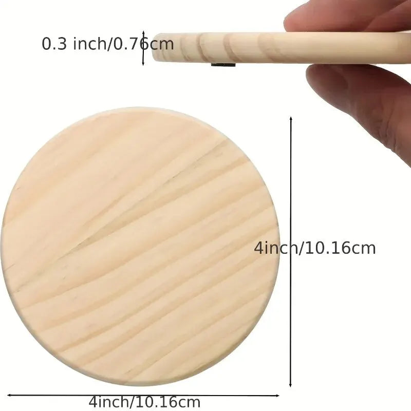 Lot de sous-verres ronds en bois naturel