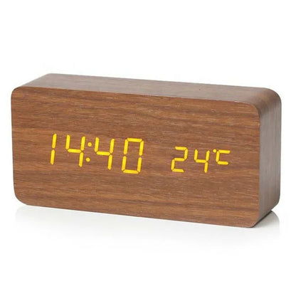 Réveil numérique bois LED