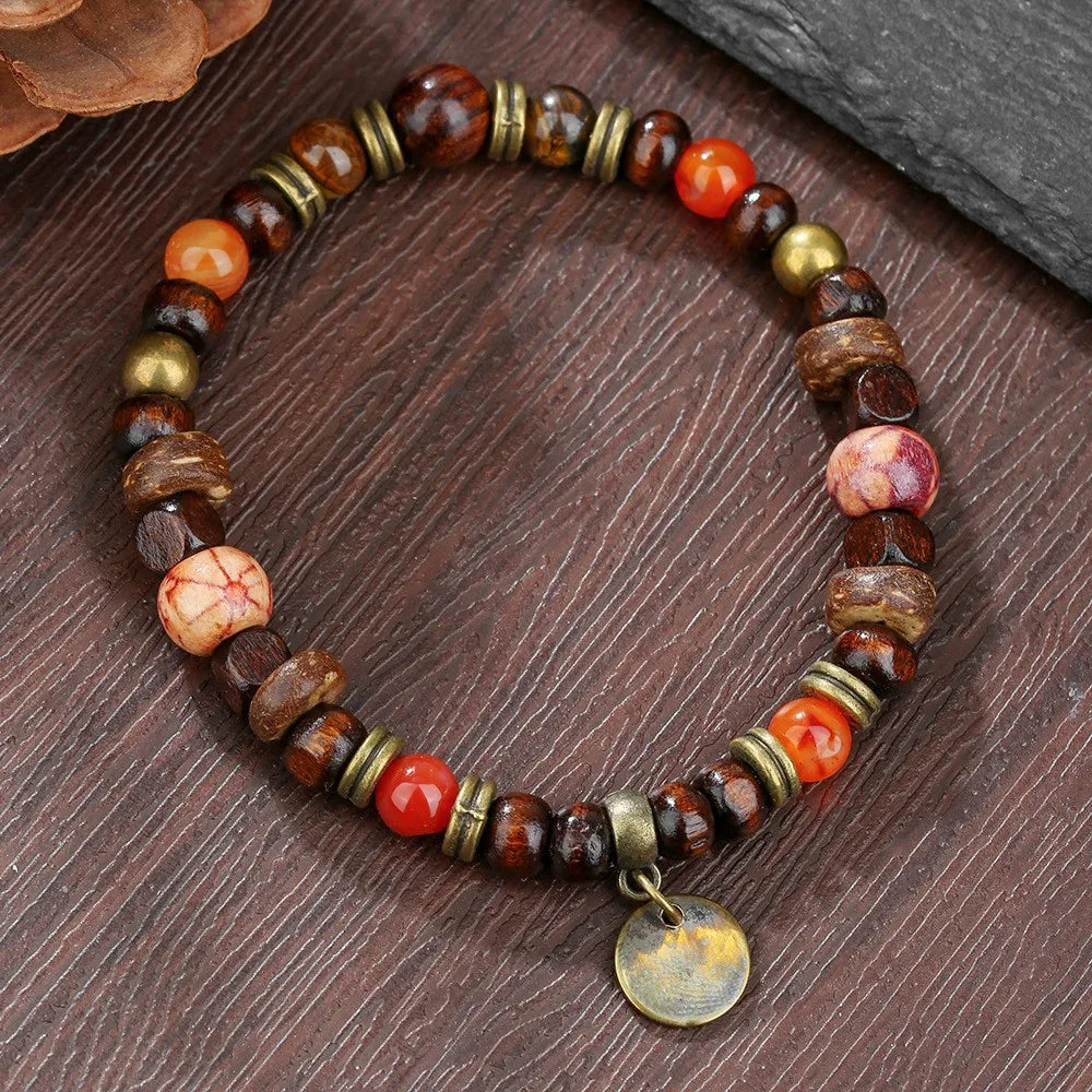 Bracelet ethnique en perles de Bodhi et œil de tigre