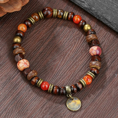 Bracelet ethnique en perles de Bodhi et œil de tigre