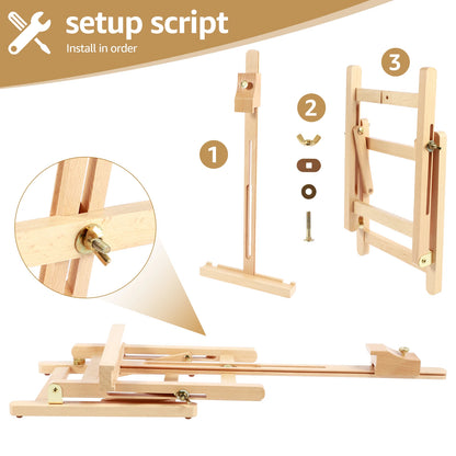 Chevalet d'art de bureau en bois