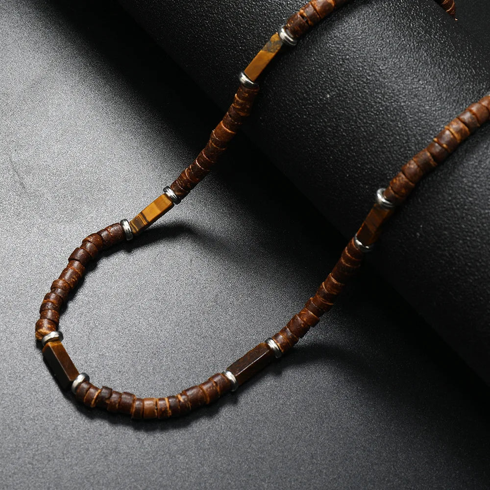 Collier en pierre naturelle et bois
