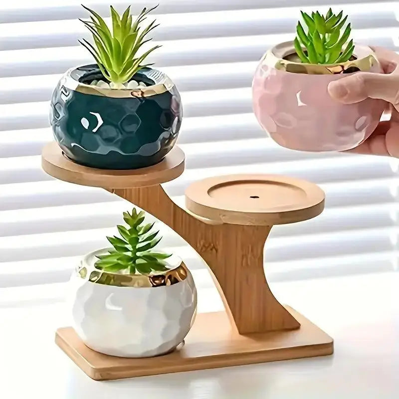 Support de pot de fleur en bambou