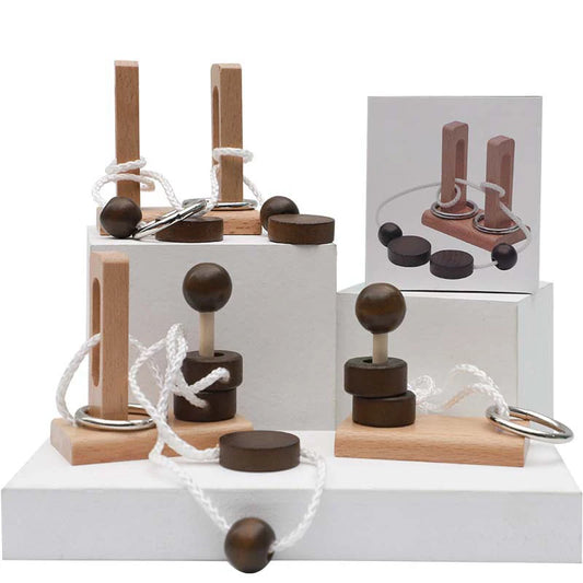 Puzzle casse-tête en corde et en bois