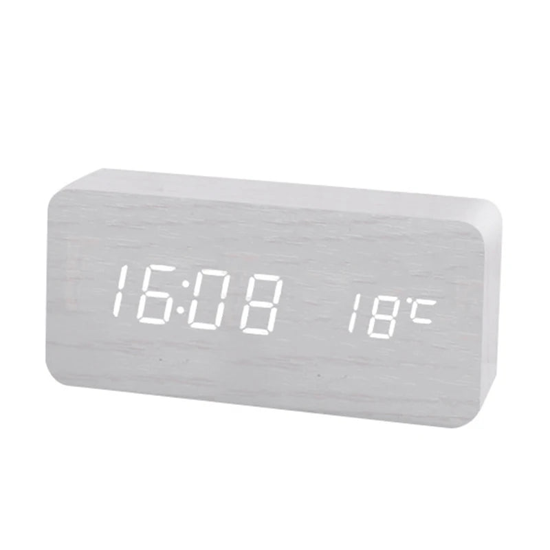Réveil numérique bois LED