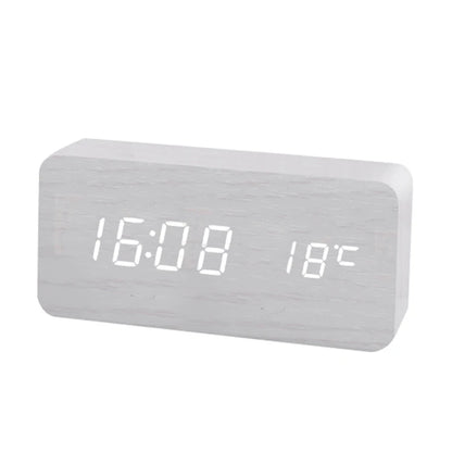 Réveil numérique bois LED