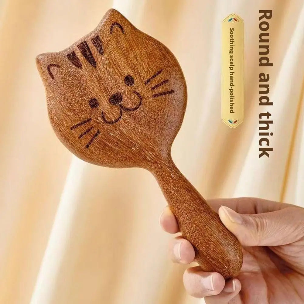 Peigne de massage chaton en bois de santal