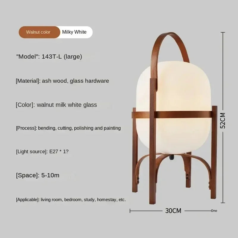 Lampadaire en bois et verre