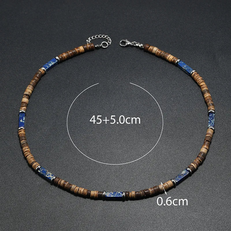 Collier en pierre naturelle et bois
