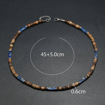 Collier en pierre naturelle et bois