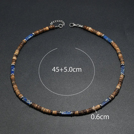 Collier en pierre naturelle et bois