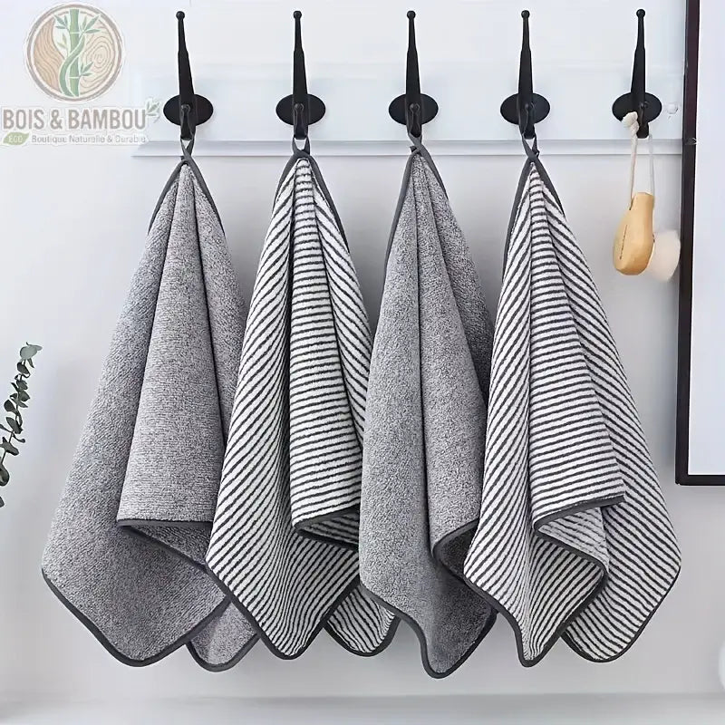 Serviette de toilette en bambou rayée, visuel principal