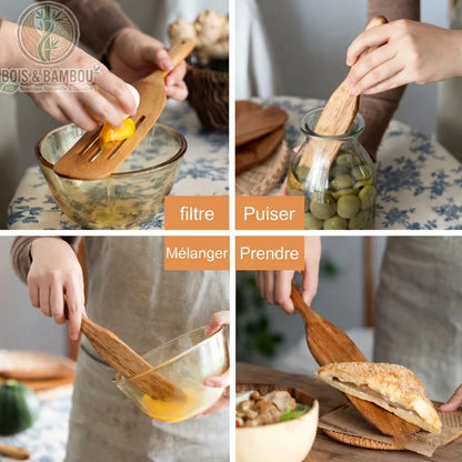 Set d'ustensiles de cuisine en bois de teck