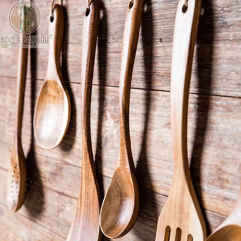 Set d'ustensiles de cuisine en bois de teck