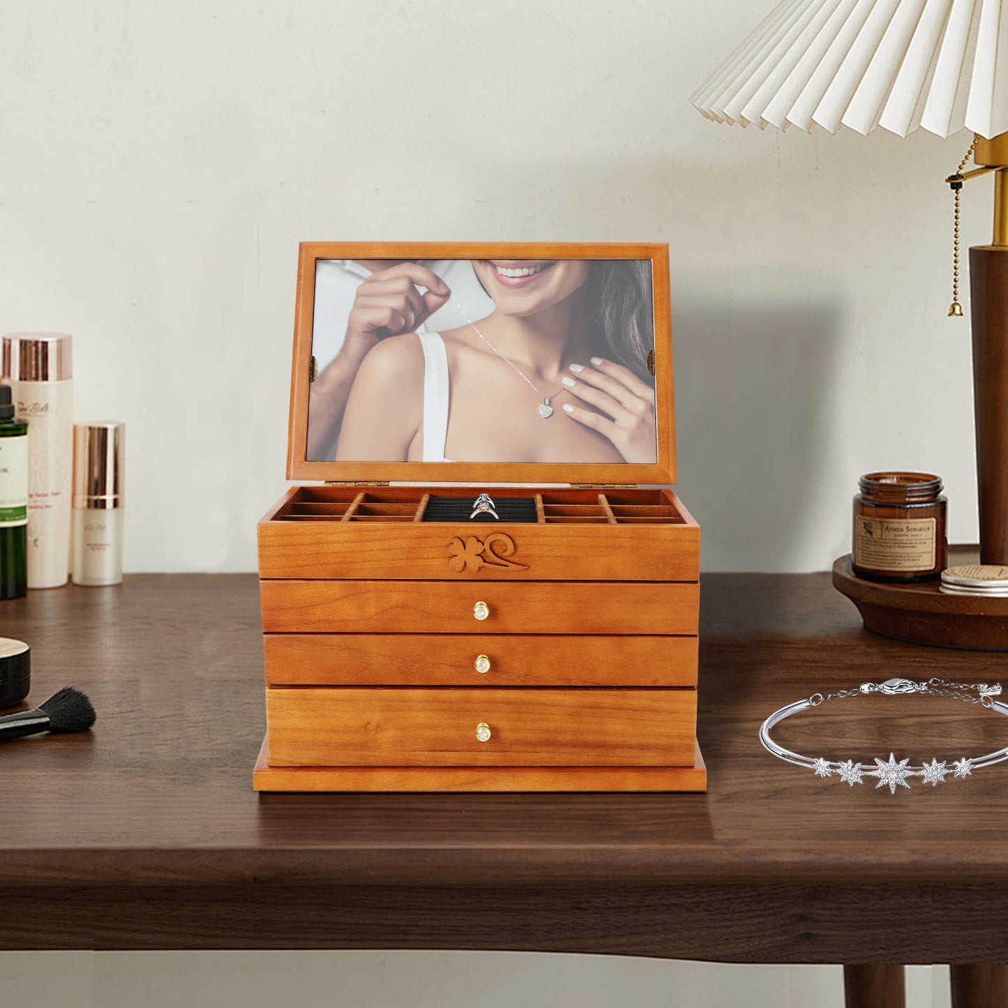 Boîte à Bijoux Multicouche en Bois