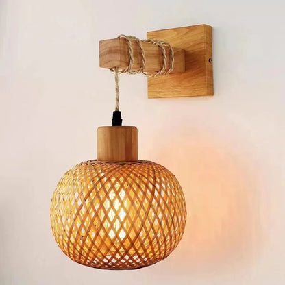 Applique Murale Lanterne en Bambou