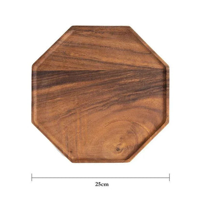 Assiette octogonale en bois d'acacia
