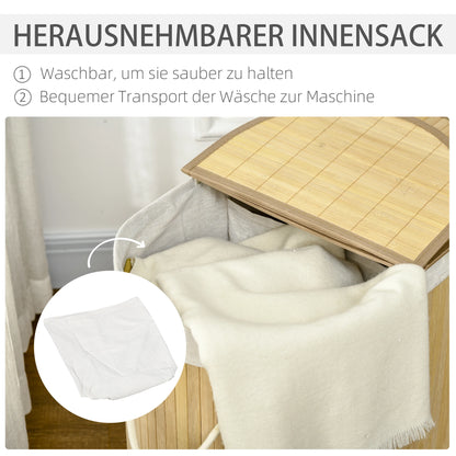 Panier à linge en bambou double compartiment