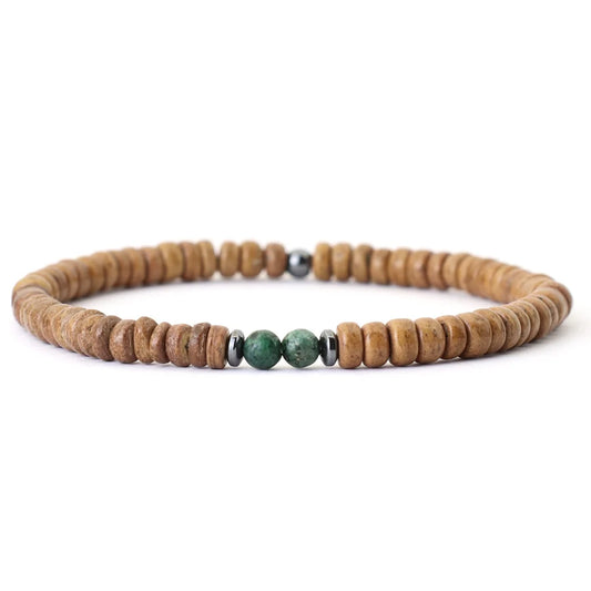 Bracelet en perles de coco et pierres naturelles