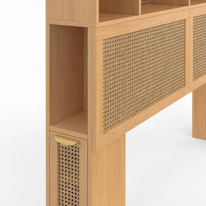 Tête de lit en canne et bois 145 cm