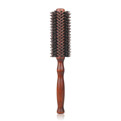 Brosse à cheveux ronde en poils de sanglier et manche en bois