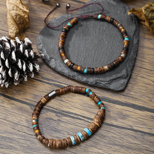 Bracelet extensible en perles de bois