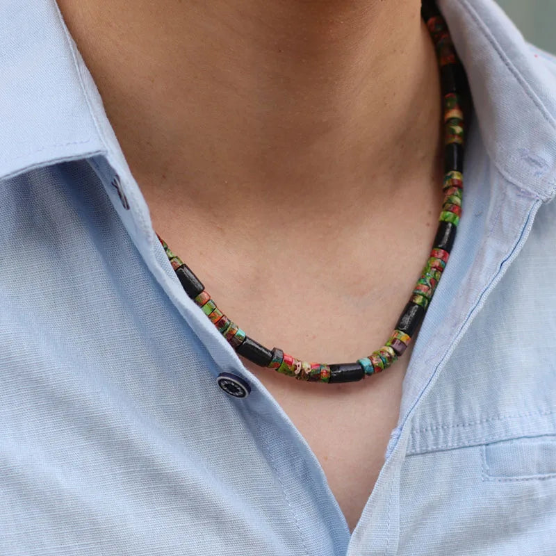 Collier en bois naturel pour homme