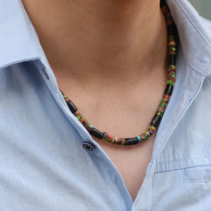Collier en bois naturel pour homme