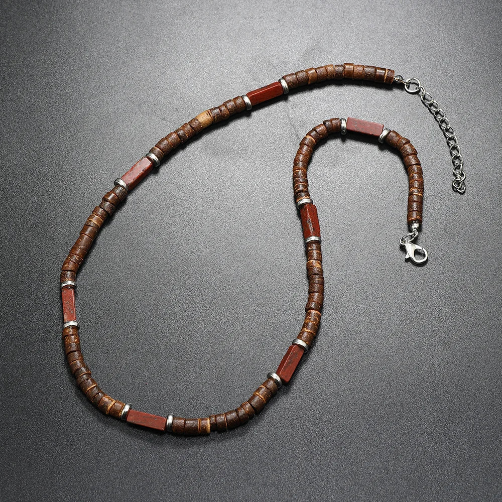 Collier en pierre naturelle et bois