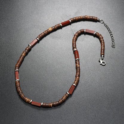 Collier en pierre naturelle et bois