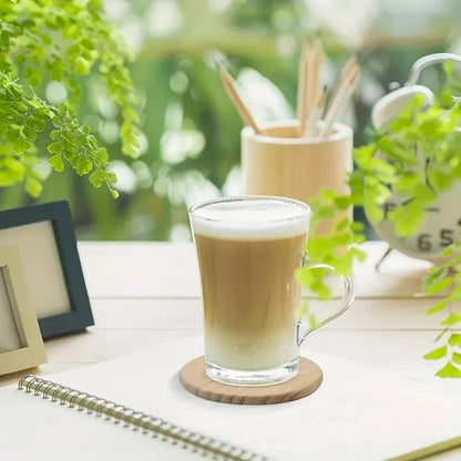 Lot de sous-verres ronds en bois naturel