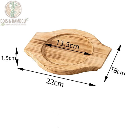 Socle en Bois pour Bol Coréen Support Dolsot Bibimbap 12 à 32 cm – modèle B 18 cm dimensions indiquées, socle bois oval pour bol pierre Bibimbap.