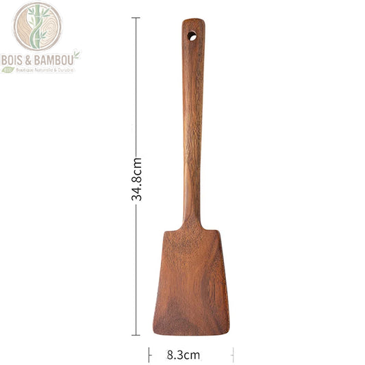 Spatule bois anti-brulure dimensions 34,8 cm de long 8,3 cm de large manche avec trou de suspension, Bois et Bambou Eco