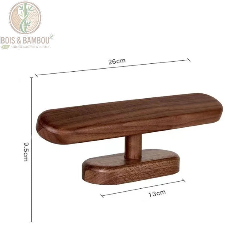 support montre noyer massif modèle moyen dimensions 26 x 9,5 cm base ovale 13 cm