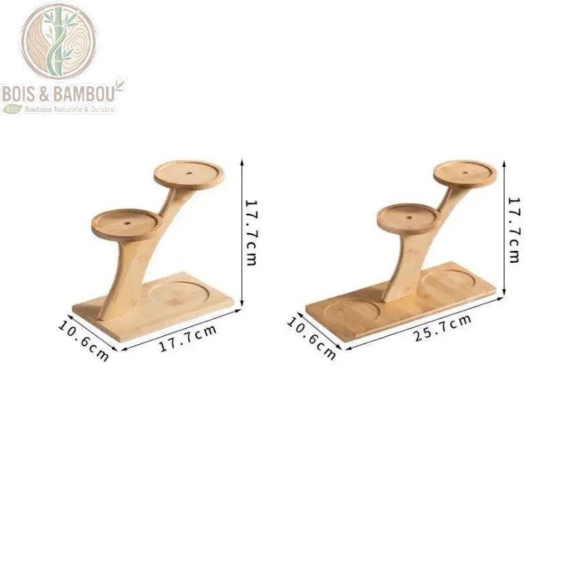 Support pot de fleur bambou format S (17,7 cm) et format L (25,7 cm) vue comparative côte à côte
