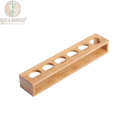 Support verre shot bambou clair modele droit, packshot rectiligne 6 fentes, Bois et Bambou Eco