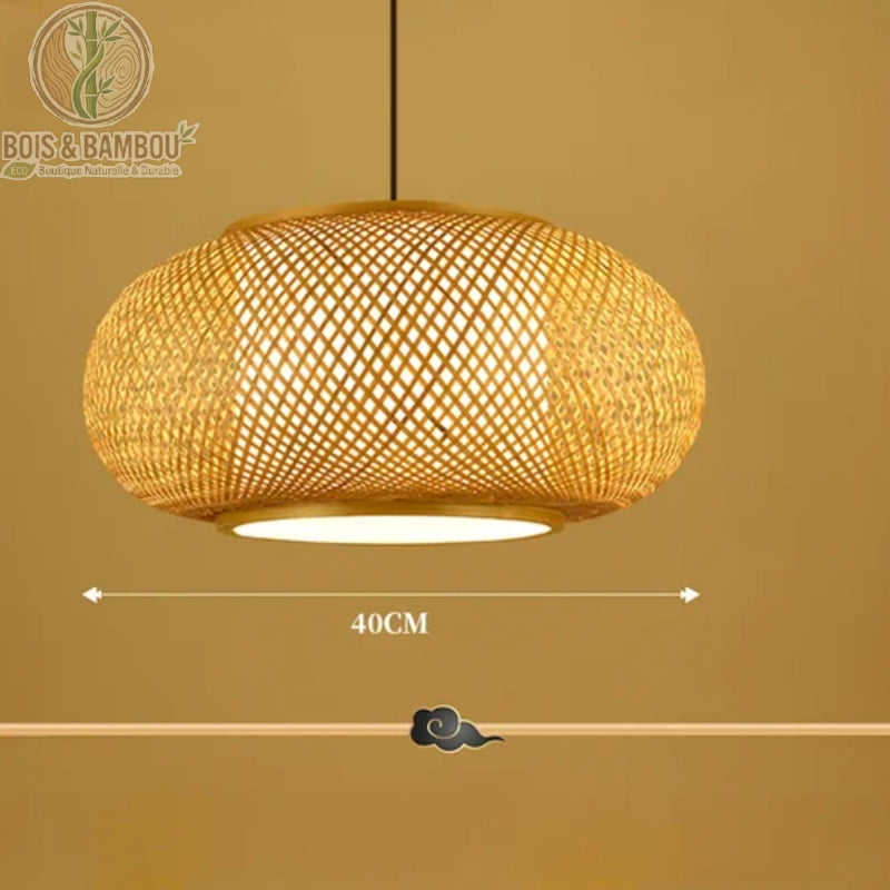 Suspension lanterne bambou japonais naturel diamètre 40 cm style zen