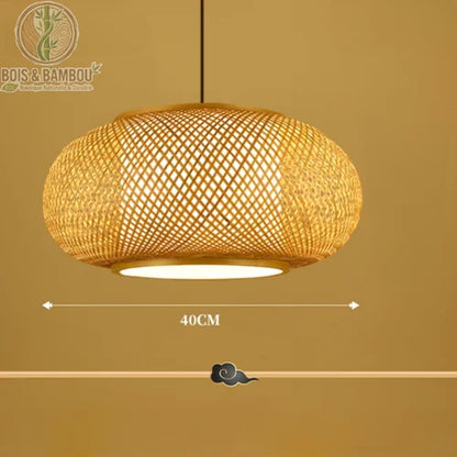 Suspension lanterne bambou japonais naturel diamètre 40 cm style zen