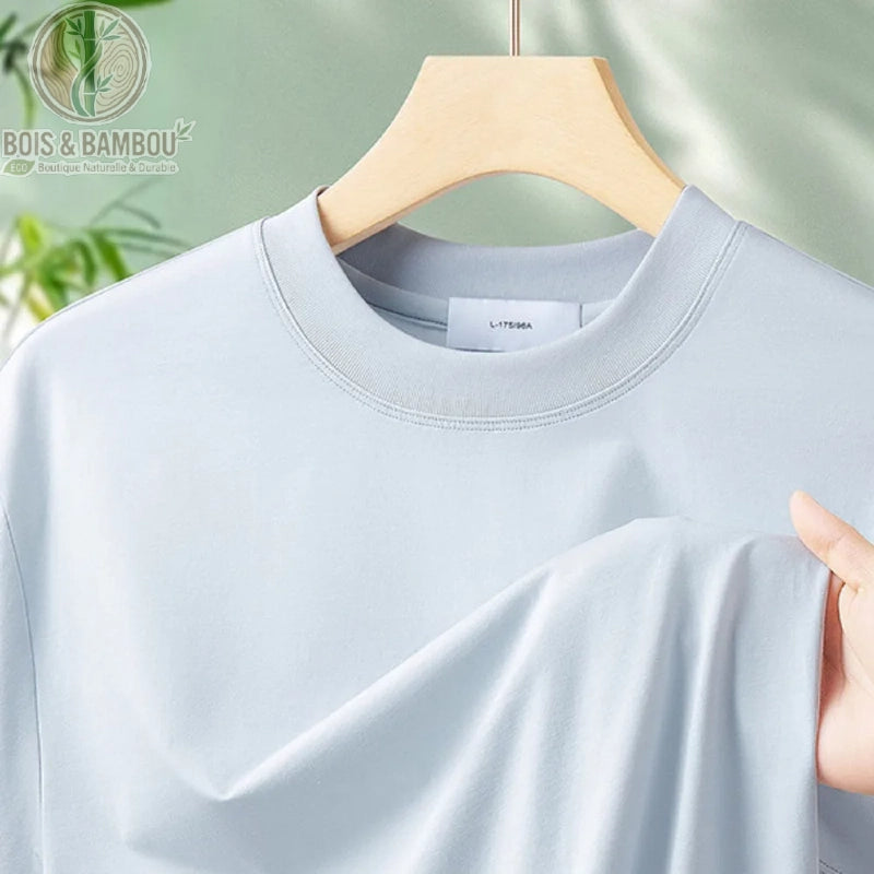 T-shirt col rond bambou homme coloris Bleu