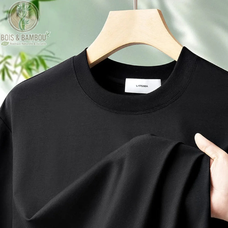 T-shirt col rond bambou homme coloris Noir