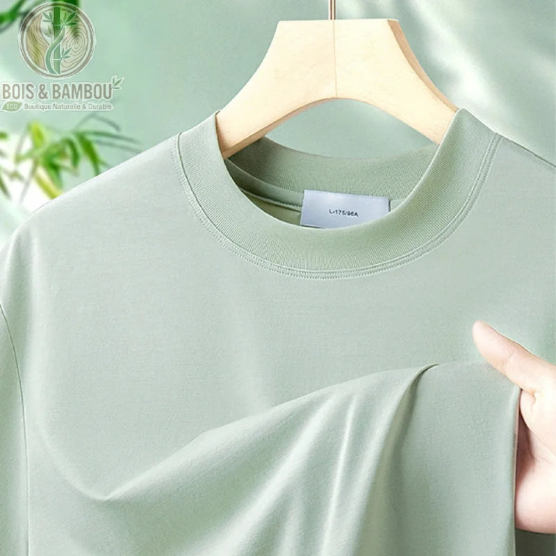 T-shirt col rond bambou homme coloris Vert