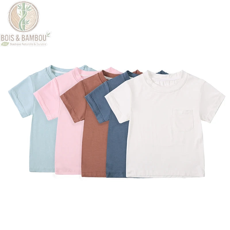 T-Shirt Bébé en Fibre de Bambou Manches Courtes 0-3 Ans