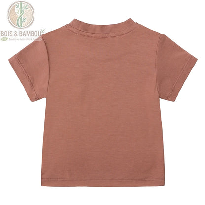 T-shirt bébé bambou vue arrière, coupe droite manches courtes col rond en fibre naturelle