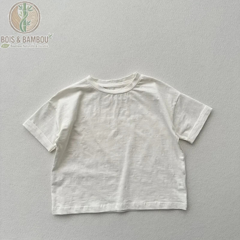 T-shirt coton bambou enfant coloris blanc