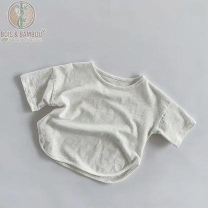 T-shirt coton bambou enfant coloris gris clair
