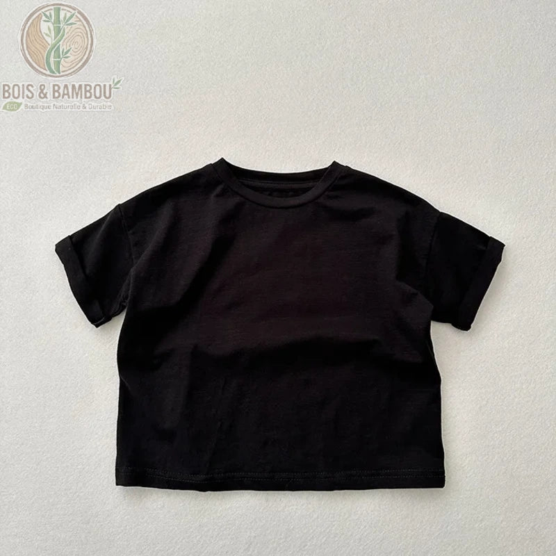 T-shirt coton bambou enfant coloris noir