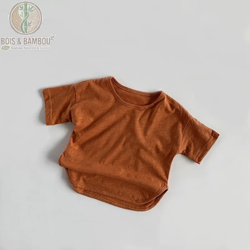 T-shirt coton bambou enfant coloris ocre