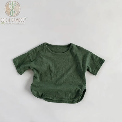 T-shirt coton bambou enfant coloris vert