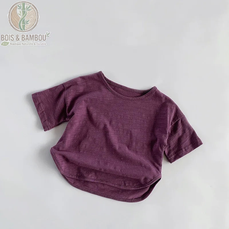T-shirt coton bambou enfant coloris vin