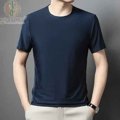 T-shirt soie glacée bambou coloris bleu respirant
